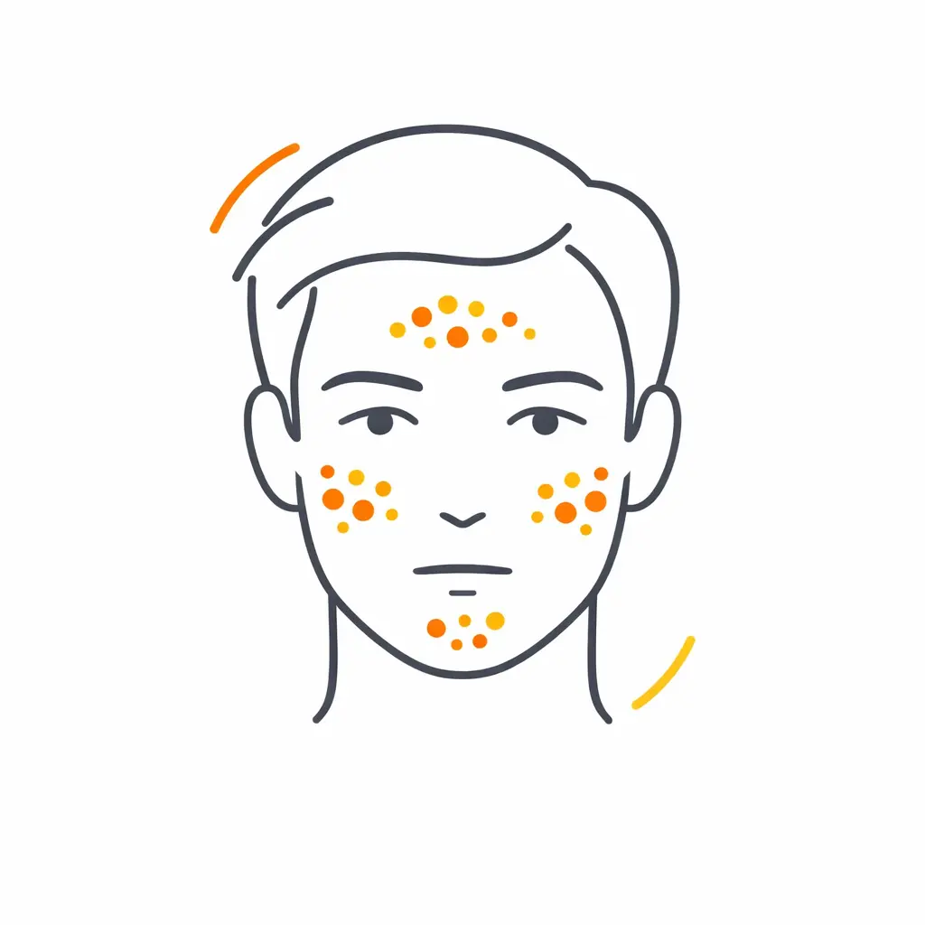 Acné chez l’adulte : imperfections localisées sur le visage (joues, front, menton)