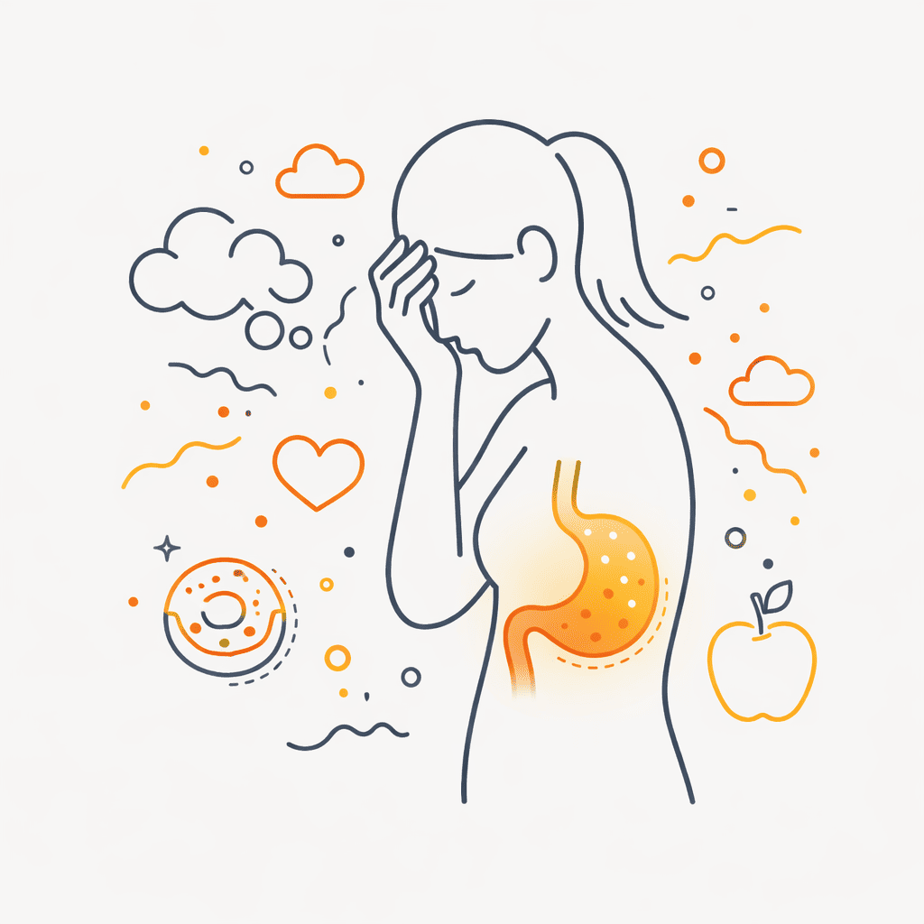 Schéma illustrant les troubles du comportement alimentaire et la digestion