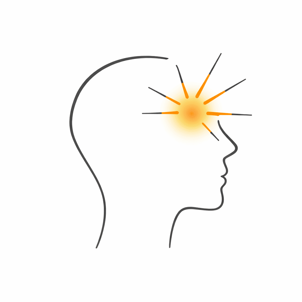 illustration minimaliste douleur migraine au niveau de la tempe