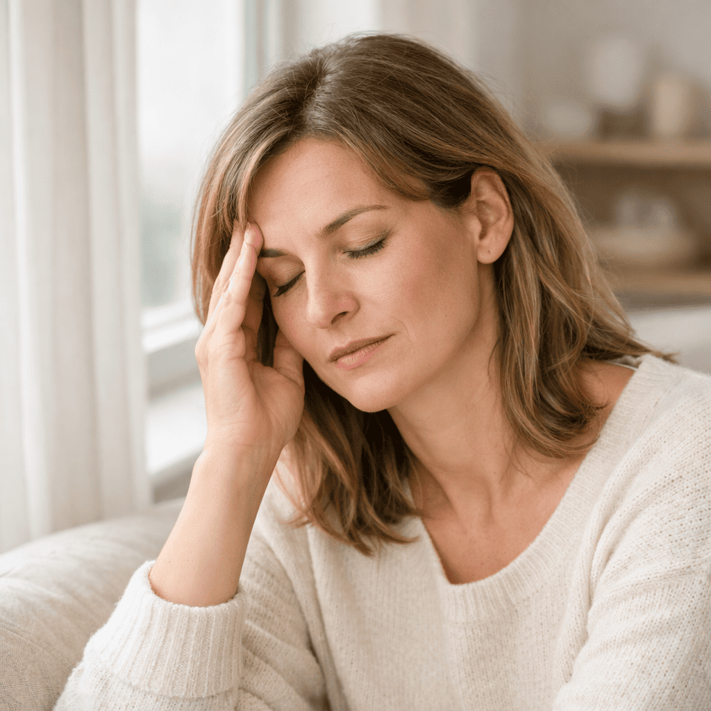 femme souffrant d'une crise de migraine sensible à la lumière