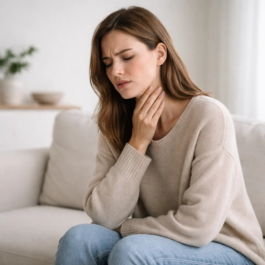 Gorge douloureuse et difficulté à avaler lors d’angines à répétition