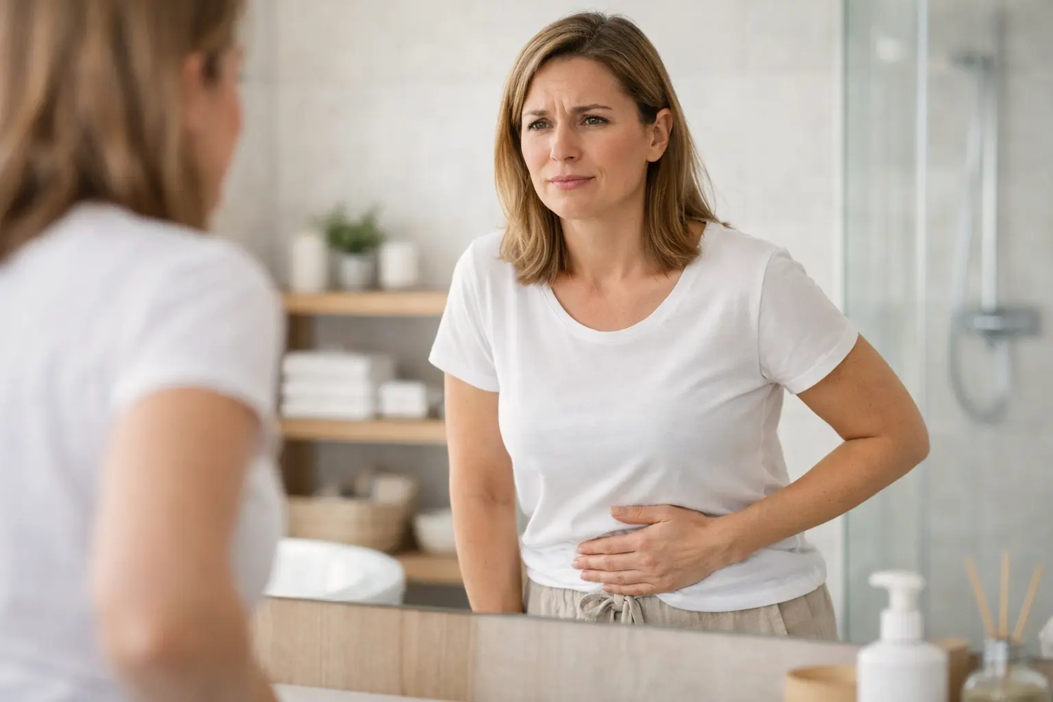Constipation liée au stress avec sensation de ventre bloqué chez un adulte