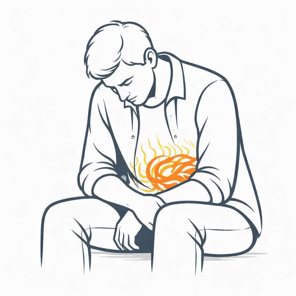 illustration ventre noué stress